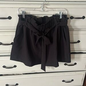 Black paper bag shorts
